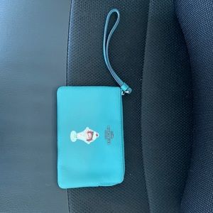 COACH turquoise wristlet with sundae